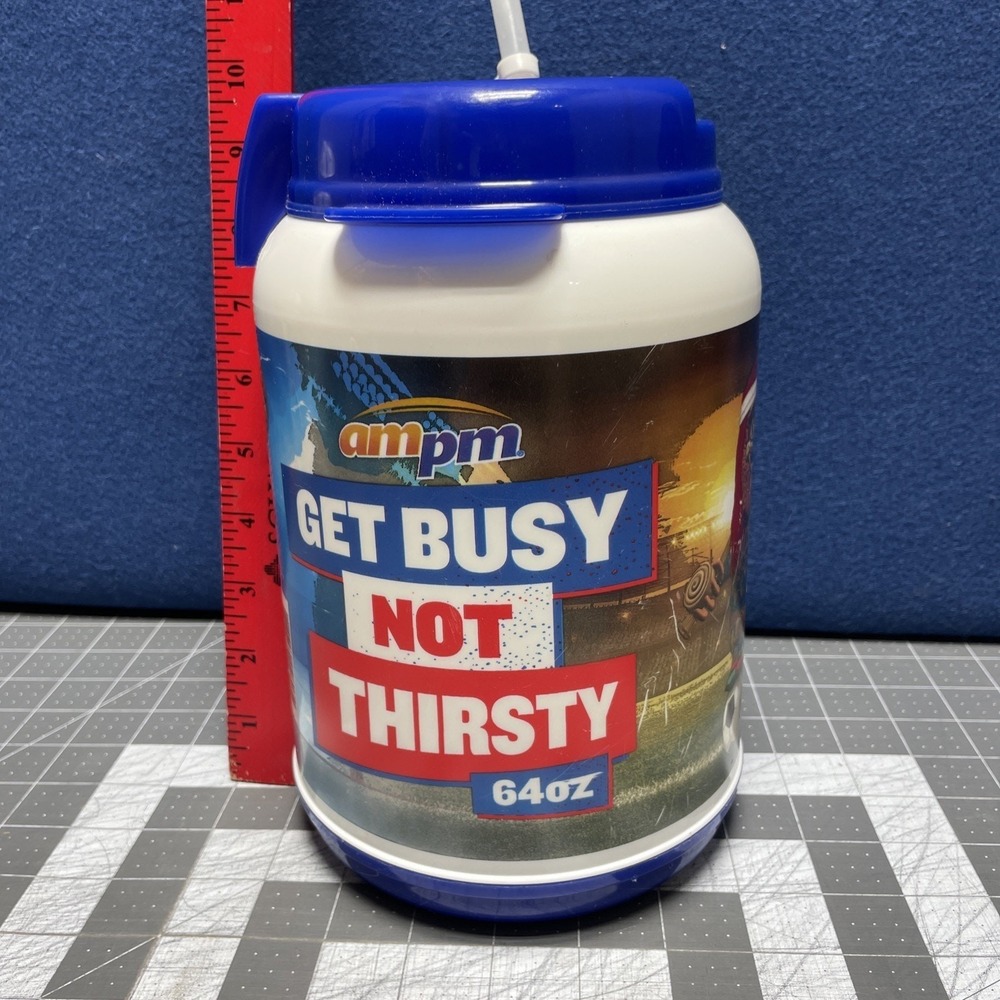 AM/PM 64oz Get Busy Not Thirsty‎ Travel Mug Lid Straw Insulated Whirley